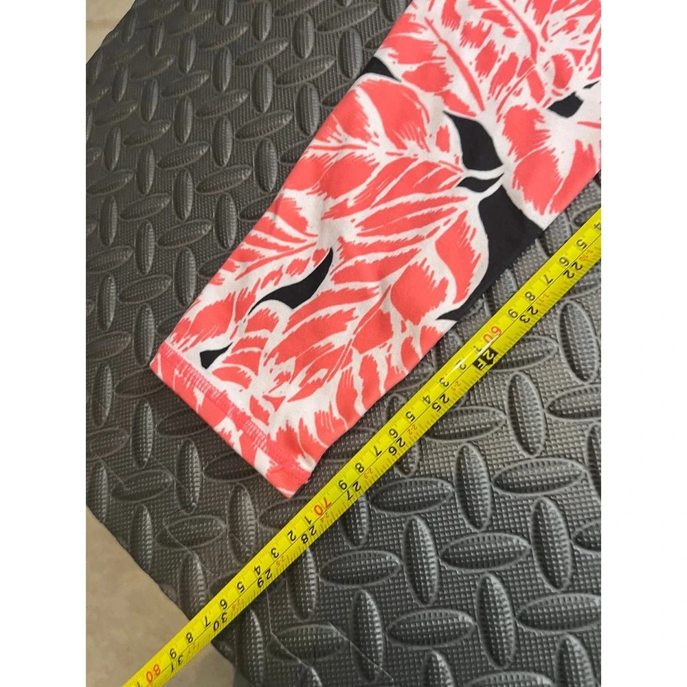 Alo Yoga Leggings Women S Pink Black Tropical Leaf Print Performance Activewear
